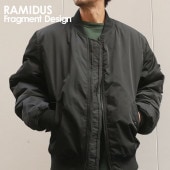 �ڿ��̸������̲��ʡ� ���� ��ߥ��� RAMIDUS x �ե饰���ȥǥ����� Fragment Design MA-1 BOMBER JACKET �ܥ�С� ���㥱�å� BLACK ���