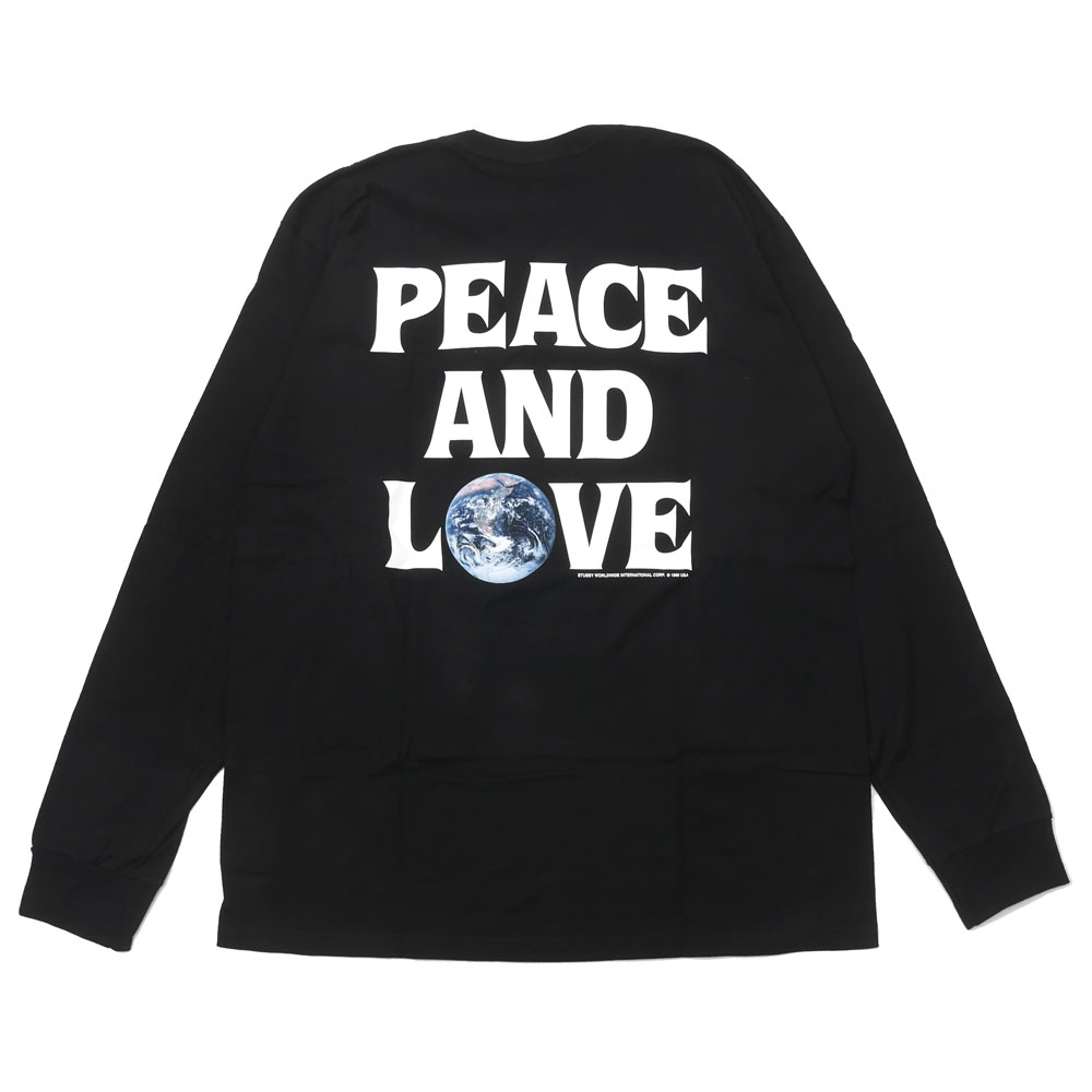 [ָݥ5ܥڡ!!]  ƥ塼 STUSSY Peace Love L/S Tee ƥ ĹµT ȥå BLACK ֥å   