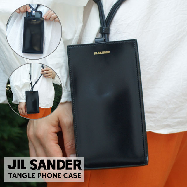 [ָݥ5ܥڡ!!]  륵 JIL SANDER TANGLE PHONE CASE 󥰥 쥶 ޡȥե󥱡 ޥۥݡ BLACK ֥å  