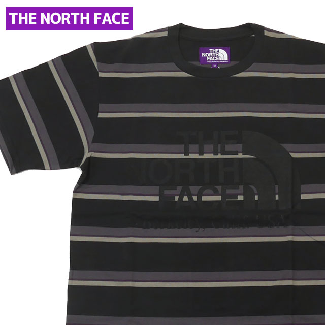 �ڿ��̸������̲��ʡ� ���� �����Ρ����ե����� �ѡ��ץ�졼�٥� THE NORTH FACE PURPLE LABEL Striped H/S Logo Tee T����� K(BLACK) NT3065N