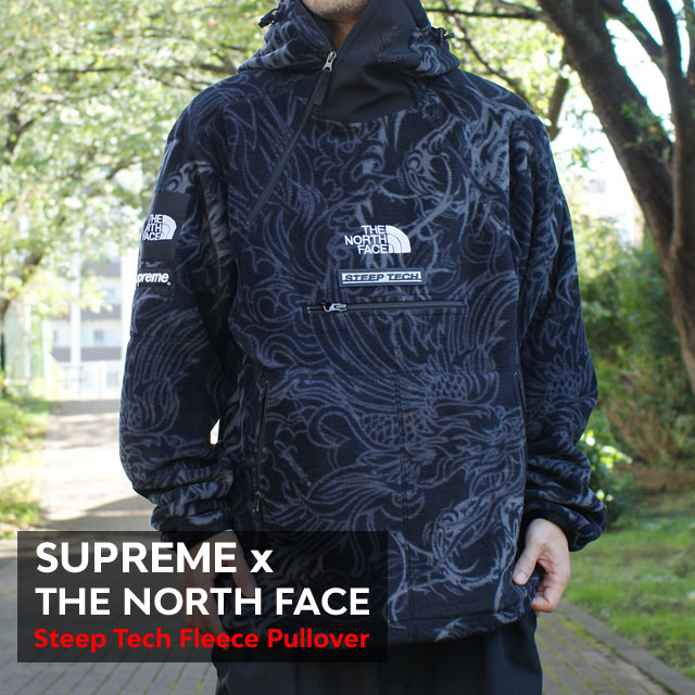 [ָݥ5ܥڡ!!]  ץ꡼ SUPREME x  Ρե THE NORTH FACE Steep Tech Fleece Pullover ե꡼ 㥱å BLACK ֥å   