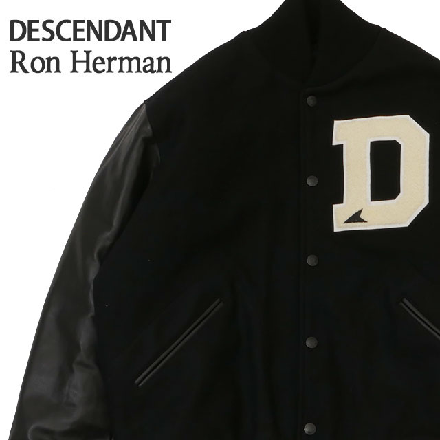 [ָݥ5ܥڡ!!]  ϡޥ Ron Herman x ǥ DESCENDANT ŹOPEN5ǯǰ VARSITY JACKET Сƥ 㥱å  BLACK ֥å   