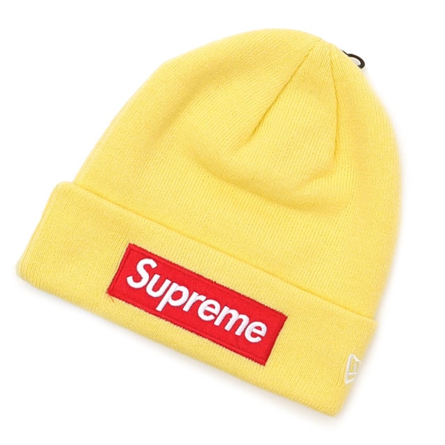 [���ָ���ݥ����5�ܥ����ڡ�����!!] ������/̤���� ����ץ꡼�� SUPREME 22FW New Era Box Logo Beanie �˥塼���� �ܥå��������ӡ��ˡ� PALE YELLOW �������� ��� ��ǥ����� FREE������ 2022FW