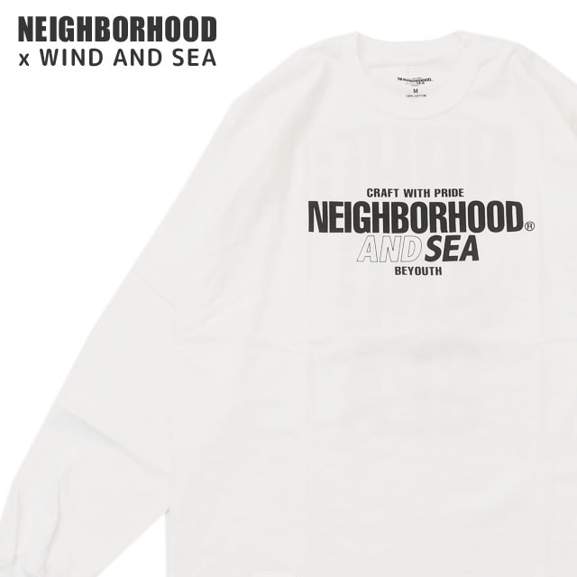新品 ネイバーフッド NEIGHBORHOOD x ウィンダンシー WIND AND SEA 23SS NHXWIND AND SEA.TEE LS-1 長袖Tシャツ WHITE ホワイト 白 メンズ 2023SS 新作 231PCWSN-LT01S-Cliff Edge