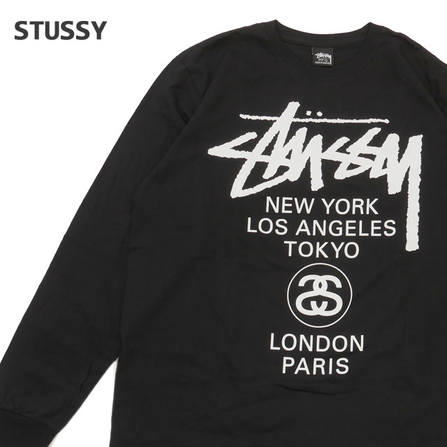 [ָݥ5ܥڡ!!]  ƥ塼 STUSSY WORLD TOUR LS TEE ĹµT BLACK ֥å  