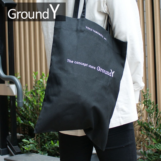 [���ָ���ݥ����5�ܥ����ڡ�����!!] ���� ���饦��ɥ磻 Ground Y Embroidery Slim tote �ȡ��ȥХå� BLACK �֥�å� �� ��� ��ǥ����� Yohji Yamamoto �襦����ޥ��