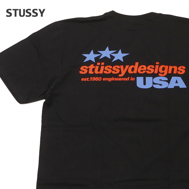 新品 Stussy(ステューシー)Tシャツ BLK 背中大ロゴ M ファッション 