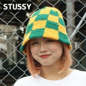 �ڴ��ָ������̲��ʡ� ���� ���ƥ塼���� STUSSY CHECKER KNIT BUCKET HAT �Х��å� �ϥå� EVERGREEN ��� ����