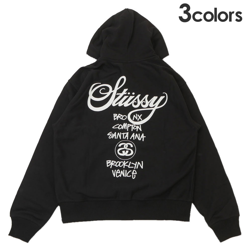 1195【即完売品】ステューシー♤ビッグロゴ　希少デザイン　パーカー　入手困難 STUSSY】 ステューシー 花柄 刺繍 ビッグロゴ パーカー L ☆人気