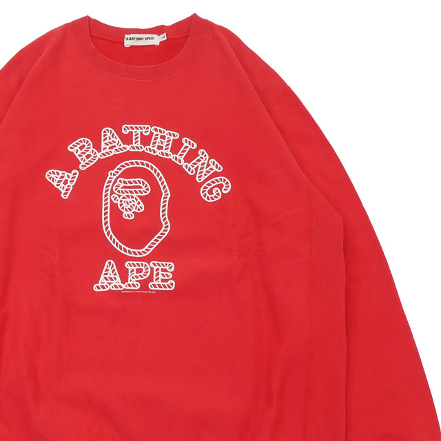 [ָݥ5ܥڡ!!]  ٥  A BATHING APE ROPE COLLEGE LOGO CREW SWEAT å 롼å 󥺡šBAPE ٥