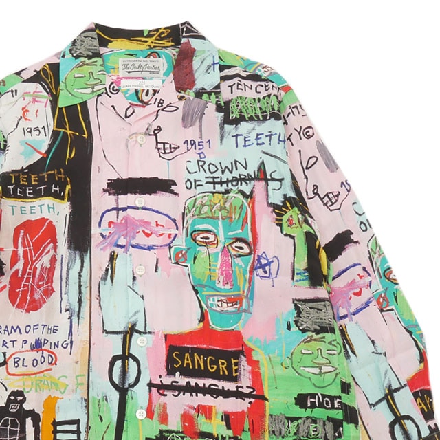 [ָݥ5ܥڡ!!]  拾ޥꥢ WACKO MARIA ߥ롦Х JEAN-MICHEL BASQUIAT HAWAIIAN SHIRT L/S 