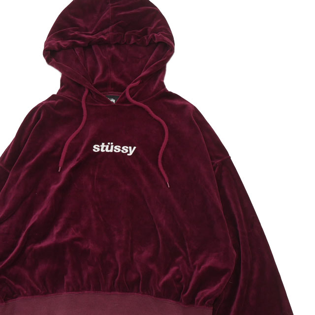 [���ָ���ݥ����5�ܥ����ڡ�����!!] ���ƥ塼���� �����ޥ� STUSSY WOMEN Short Velour Hoodie ���硼�Ⱦ� �٥��� �ա��ǥ��� ��ǥ����� ����š�