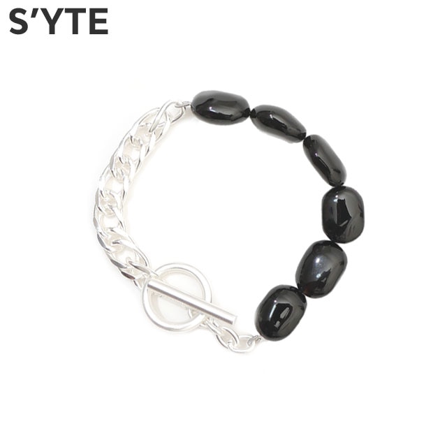 [ָݥ5ܥڡ!!]  S'YTE BLACK ONYX + BRASS SCREW-CHAIN BRACELET ֥쥹å Yohji Yamamoto 襦ޥ 269-000368-011