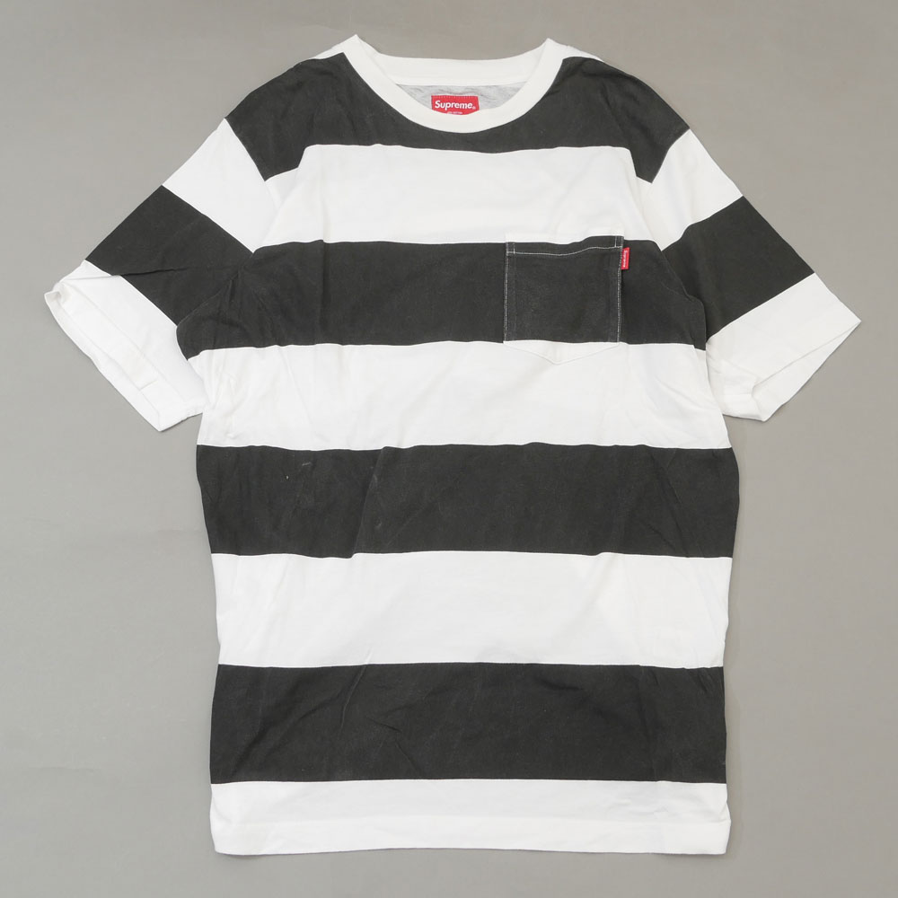 【美品、試着のみ】Supreme run Tee White M Mesh Stripe Pocket Tee Mサイズ White