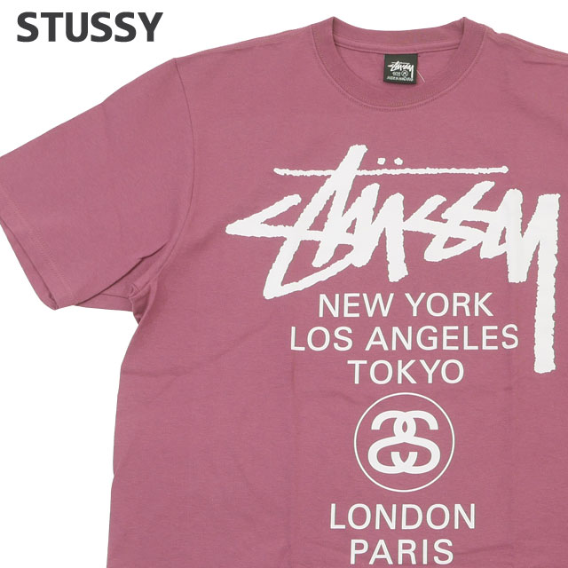 新品❗️ステッカー付きStüssy Tシャツ M ワールドツアーロゴ　ステューシー 新品❗️ステッカー付きStüssy Tシャツ M ワールドツアーロゴ ステューシー