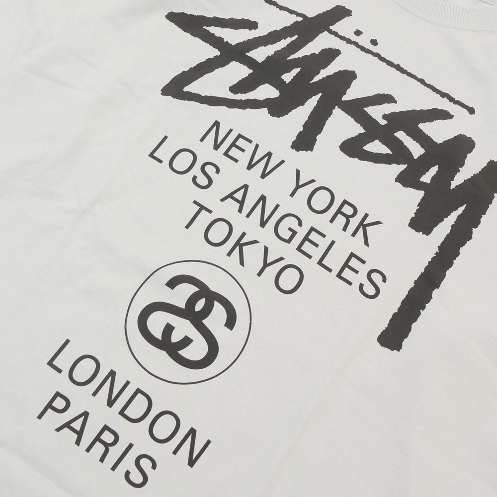 ❗️期間限定SALE❗️ステューシーワールド ツアー ロングTシャツ ホワイトL STUSSY - STUSSY ワールドツアー 長袖 ホワイト Tシャツ ロンT