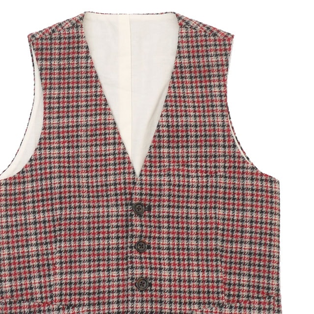 [ָݥ5ܥڡ!!] /̤ 拾ޥꥢ WACKO MARIA CHECK WOOL VEST  ٥ RED/BLACK CHECK  S