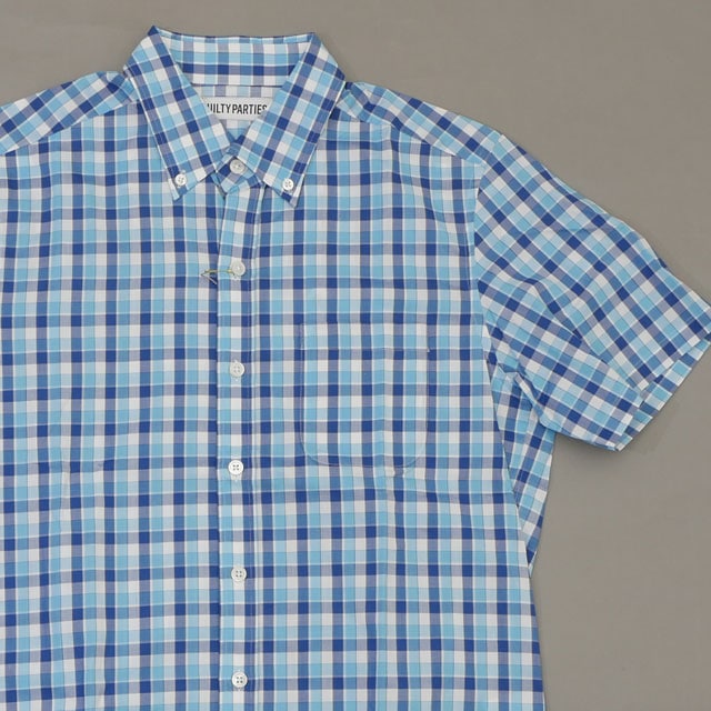 [ָݥ5ܥڡ!!] /̤ 拾ޥꥢ WACKO MARIA PLAID S/S SHIRT å Ⱦµ BLUE  S