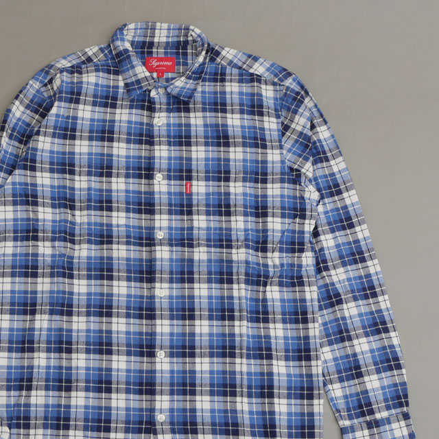 [���ָ���ݥ����5�ܥ����ڡ�����!!] ����ץ꡼�� Supreme Plaid Flannel Shirt �ե��ͥ� �����å� Ĺµ����� BLUE ��� L����������š�