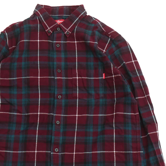 [���ָ���ݥ����5�ܥ����ڡ�����!!] ����ץ꡼�� Supreme Tartan Plaid Flannel Shirt ������������å� �ե��ͥ� Ĺµ����� BURGUNDY ��� M����������š�