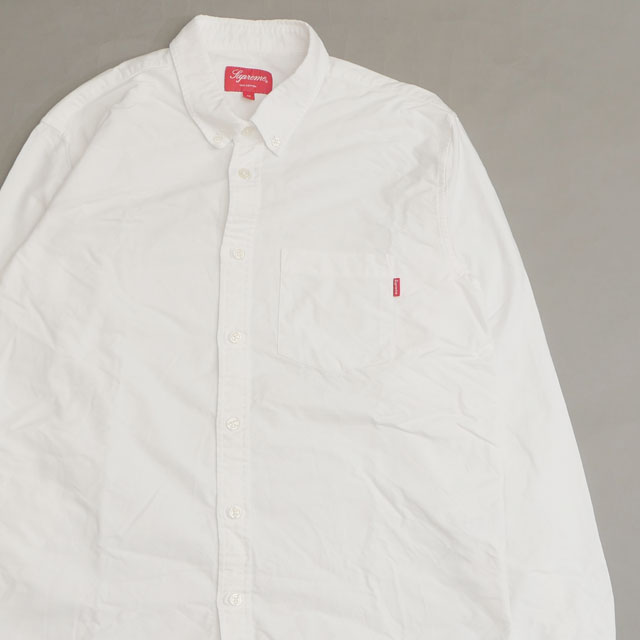 [���ָ���ݥ����5�ܥ����ڡ�����!!] ����ץ꡼�� Supreme Button Down L/S Shirt �ܥ�������� Ĺµ����� WHITE ��� M����������š�