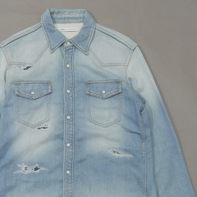 [���ָ���ݥ����5�ܥ����ڡ�����!!] ����ϡ��ޥ� Ron Herman DENIM WESTERN SHIRT �ǥ˥� ���������� Ĺµ����� BLUE ��� M����������š�