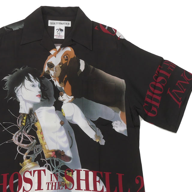 [ָݥ5ܥڡ!!]  拾ޥꥢ WACKO MARIA GHOST IN THE SHELL 2 INNOCENCE ̵ư HAWAIIAN SHIRT(TYPE-1)  BLACK  S