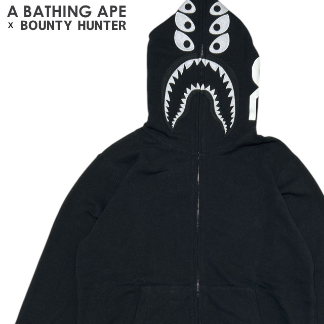 �ڴ��ָ������̲��ʡ� ���� ������ A BATHING APE x �Х���ƥ��ϥ󥿡� BOUNTY HUNTER MAD SHARK FULL ZIP HOODIE ���㡼�� �ѡ����� ��� ���� �� �٥����� ������ �٥��� BAPE �ҥ塼�ޥ�ᥤ�� HUMAN MADE �˥��� NIGO