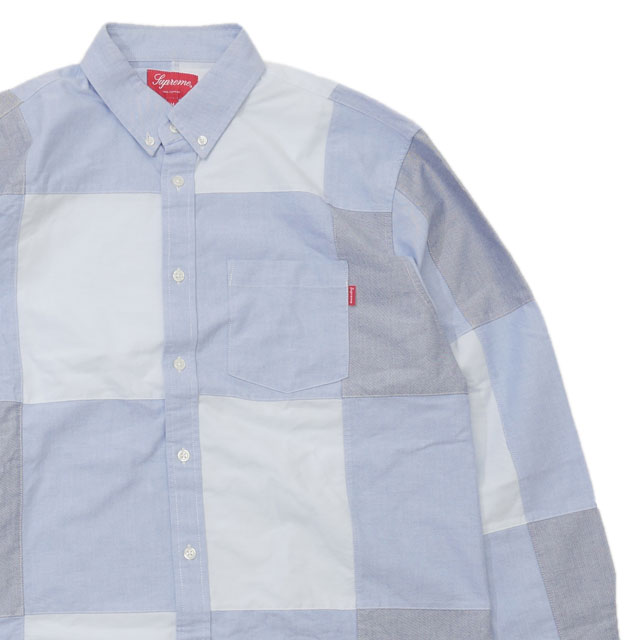 [ָݥ5ܥڡ!!] ץ꡼ SUPREME 20AW Patchwork Oxford Shirt ѥå Ĺµ BLUE  Mš2020AW