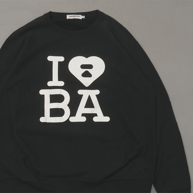 [ָݥ5ܥڡ!!]  ٥  A BATHING APE I LOVE BA SWEAT 롼å BLACK  XLšBAPE ٥