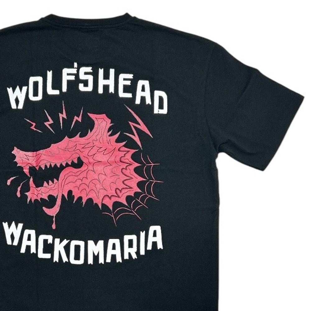 [ָݥ5ܥڡ!!]  拾ޥꥢ WACKO MARIA x եإå WOLF'S HEAD WASHED HEAVY WEIGHT CREW NECK T-SHIRT T BLACK  L 