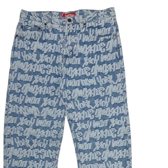 [���ָ���ݥ����5�ܥ����ڡ�����!!] ����ץ꡼�� Supreme Fat Tip Jacquard Regular Jean �ǥ˥� �ѥ�� pants ��� BLUE ������32����š�