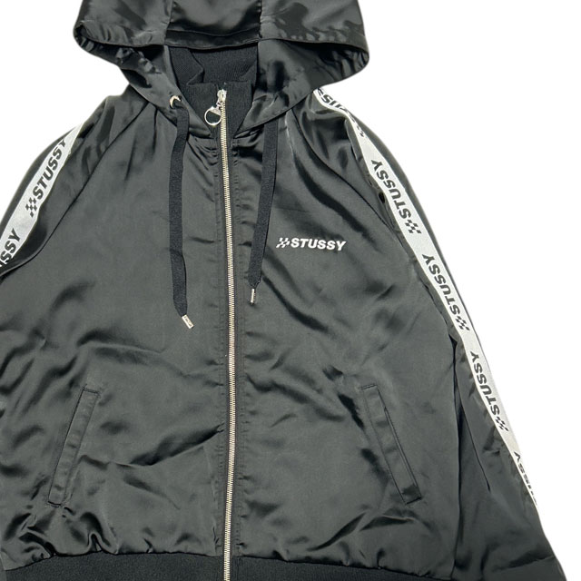 [���ָ���ݥ����5�ܥ����ڡ�����!!] ���ƥ塼���� �����ޥ� STUSSY WOMEN Zip Satin Hoodie Jacket ���㥱�å� BLACK 10����������šۥ�ǥ����� �������