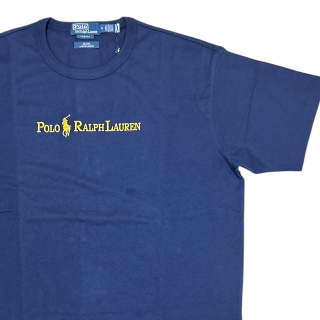 [���ָ���ݥ����5�ܥ����ڡ�����!!] ���� �ݥ� ���ե������ POLO RALPH LAUREN x �ӡ��ॹ BEAMS GOLD LOGO BIG TEE T����� NAVY ��� M������