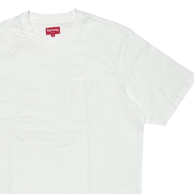 [���ָ���ݥ����5�ܥ����ڡ�����!!] ����ץ꡼�� SUPREME Laser Cut S Logo Pocket Tee S���� T����� WHITE ��� M����������š�