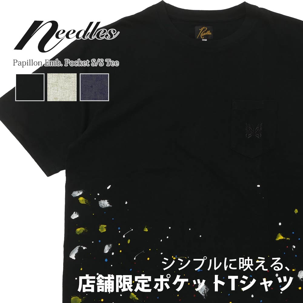 Needles カウボーイショートパンツ　サテン　ブラック　蝶　刺繍　L Needles カウボーイショートパンツ サテン ブラック 蝶 刺繍 L