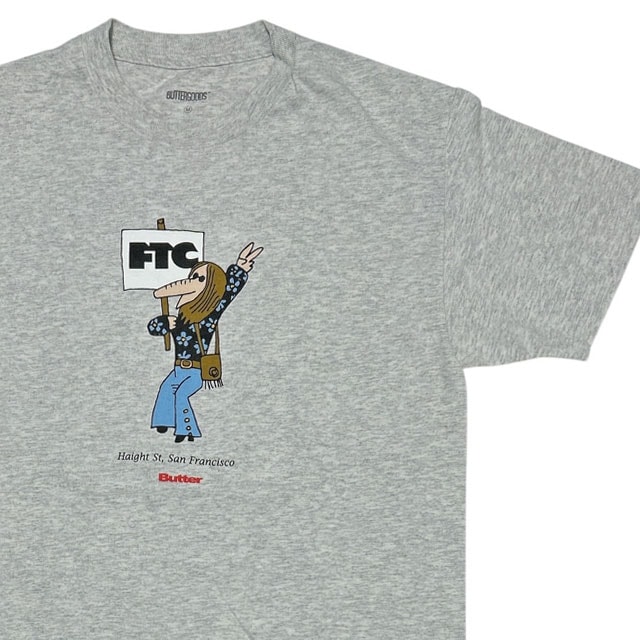 [ָݥ5ܥڡ!!] եƥ FTC x Хå Butter Goods HIPPIE TEE T GRAY  Mš