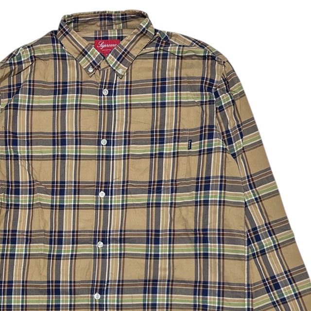 [ָݥ5ܥڡ!!] ץ꡼ SUPREME Classic Plaid L/S Shirt ץ쥤 Ĺµ TAN  Lšۥå