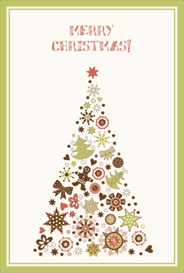 ポストカード クリスマスカード イラスト クリスマスツリー