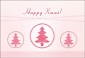 ポストカード　クリスマスカード　イラスト　クリスマスツリー　ピンク　［FD1031］