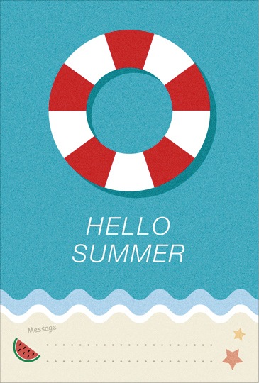 ポストカード 暑中見舞い イラスト 浮輪 Kd19 暑中見舞い イラスト キンコーズポストカード