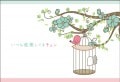 ポストカード　サンキューカード イラスト　鳥と鳥カゴと花　［BD1001］|イラスト|サンキューカード