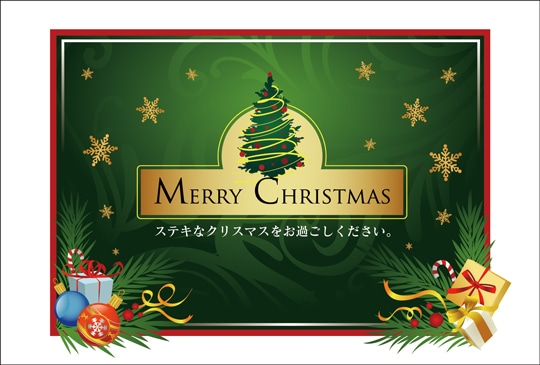 ポストカード クリスマスカード イラスト 緑と雪の結晶 Fd1010 クリスマスカード イラスト キンコーズポストカード