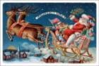 ポストカード　クリスマスカード　イラスト　ソリに乗ったサンタ　［FD1012］|イラスト|クリスマスカード