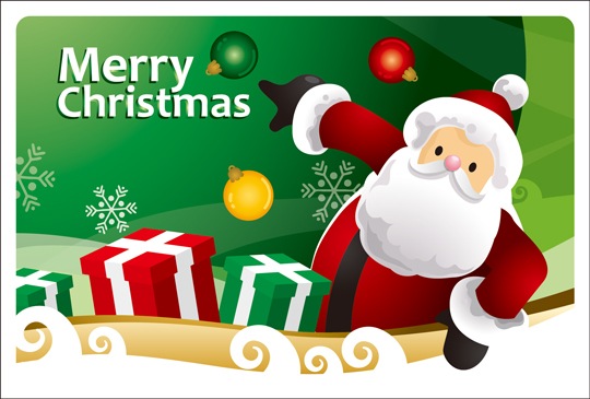 ポストカード クリスマスカード イラスト サンタとプレゼント ［FD1015