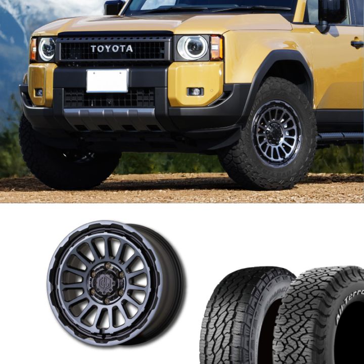285/60R18 <br>選べるタイヤセット <br>【オーバーフェンダー 必須】<br>UNIONRIM HR <br> 18×7.5J +55 139.7 6H MB/MSC <br> ランクル250 ランクル300 <br>4本価格