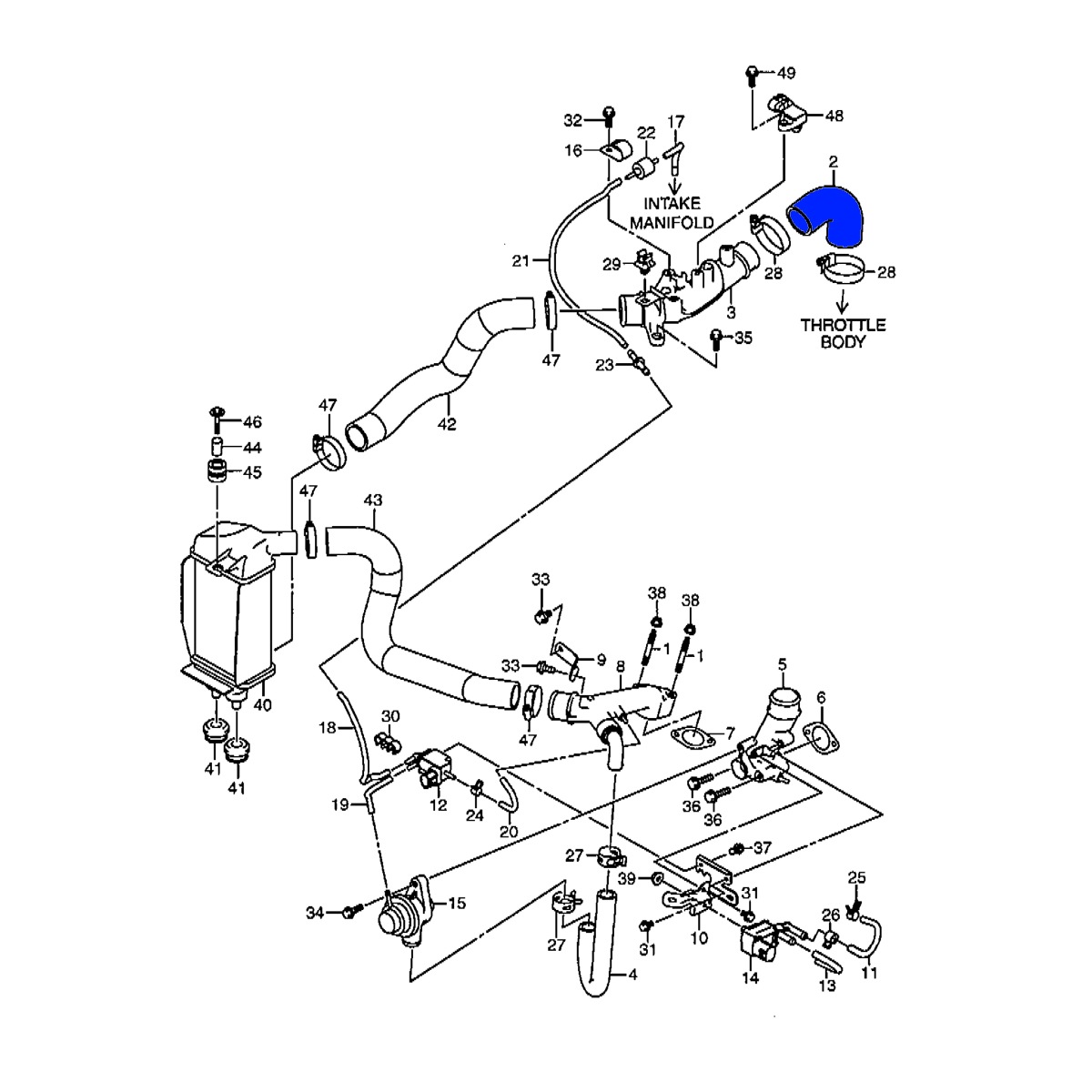 シリコンインテークホース <br> 純正インテークパイプ→スロットル <br> ジムニー JB64