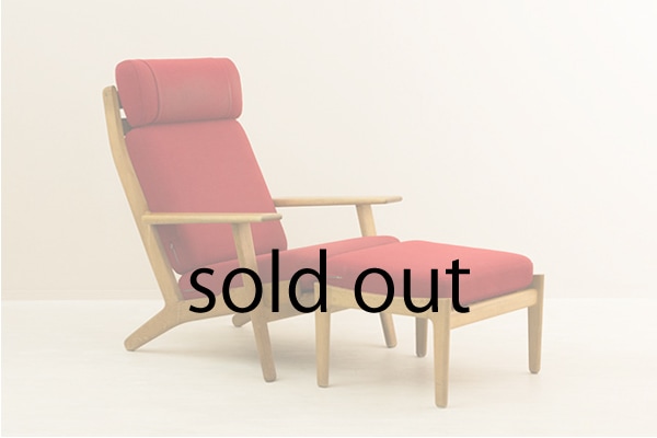GE290A High back Chair + Ottoman by Hans J Wegner