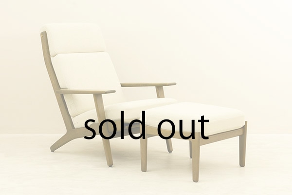 GE290A Dark Oak Easy Chair + Ottoman by Hans J Wegner