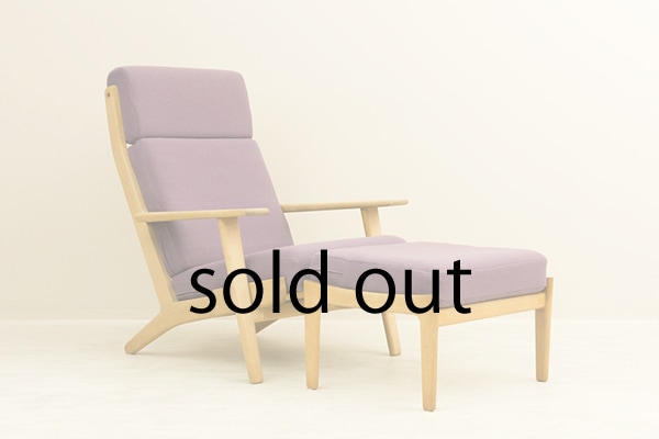 GE290A High Back Chair + Ottoman by Hans J Wegner